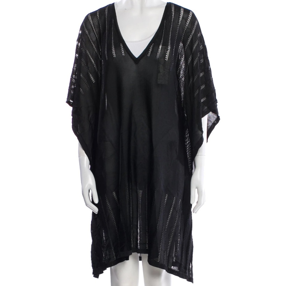 Eres Black Swimsuit Cover-up V-Neck Dress Size Medium Large M/L Retail $300